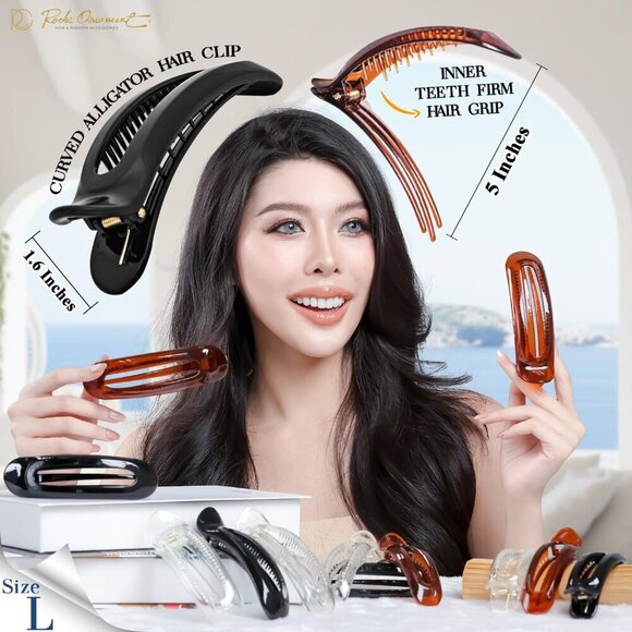 Hair Clips Flat Claw Alligator French Barrette Long Thick Hair No Slip Grip main image 5